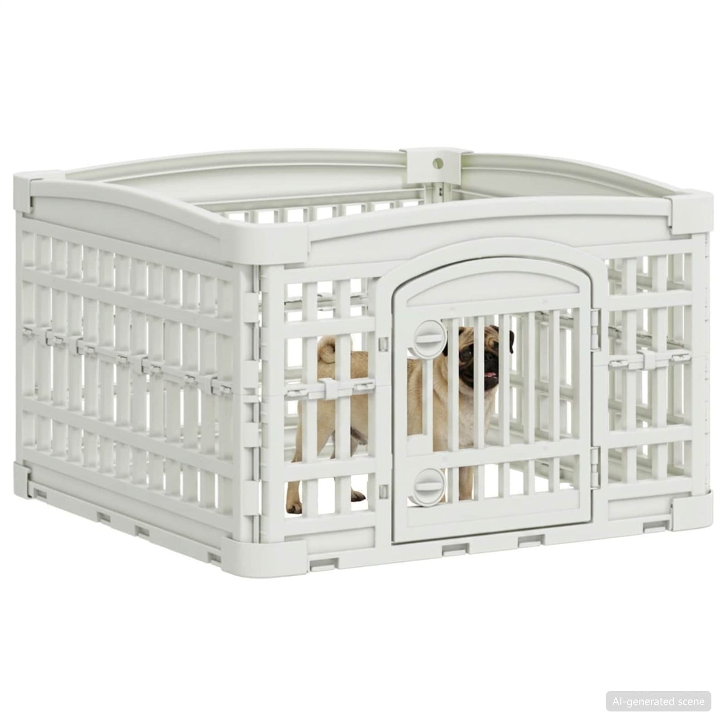 4-panelers hunde legegrind 60 x 60 x 38 cm Plastik Hvid