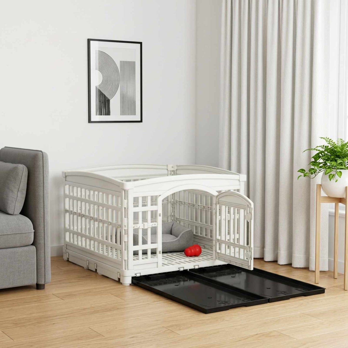 4-panelers hunde legegrind 122 x 106,5 x 82 cm Plastik Hvid
