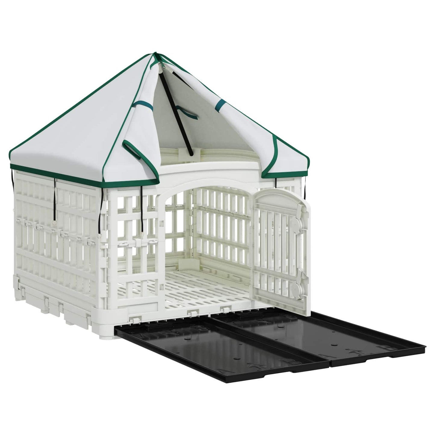 4 Panelers Hundelufter med Tag 122 x 106,5 x 82 cm Plastik Hvid