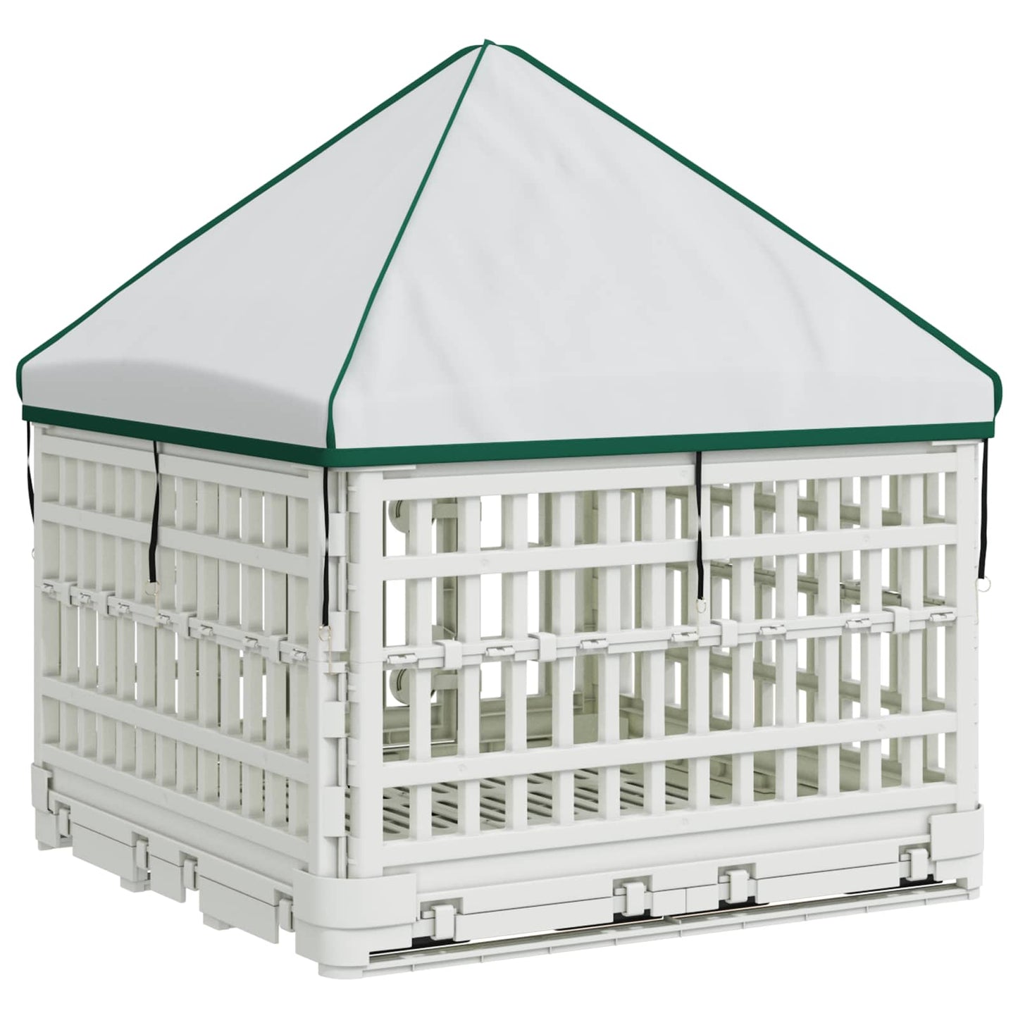 4 Panelers Hundelufter med Tag 122 x 106,5 x 82 cm Plastik Hvid