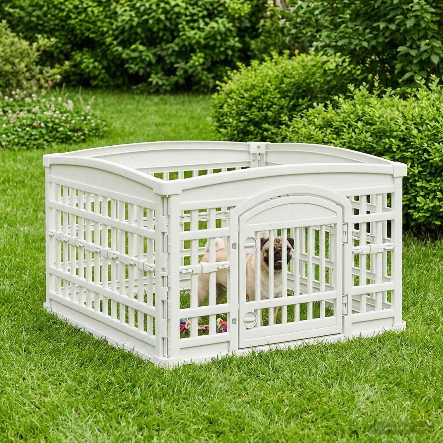 4-panelers hunde legegrind 88 x 88 x 56 cm Plastik Hvid