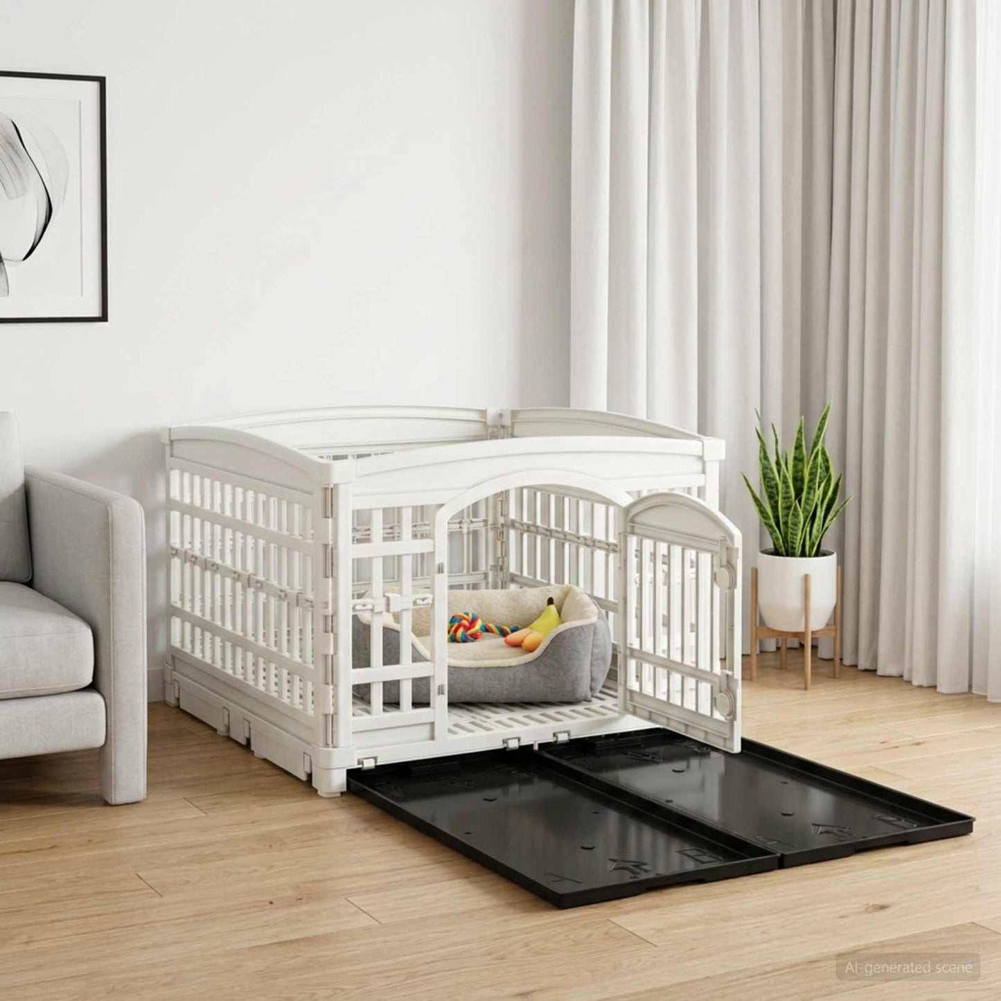 4-panelers hunde legegrind 177,5 x 154,5 x 112 cm Plastik Hvid