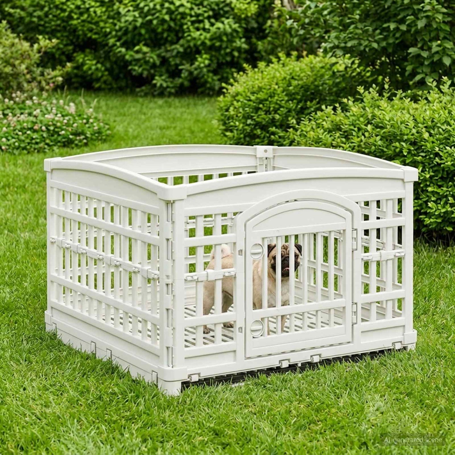 4-panelers hunde legegrind 177,5 x 154,5 x 112 cm Plastik Hvid