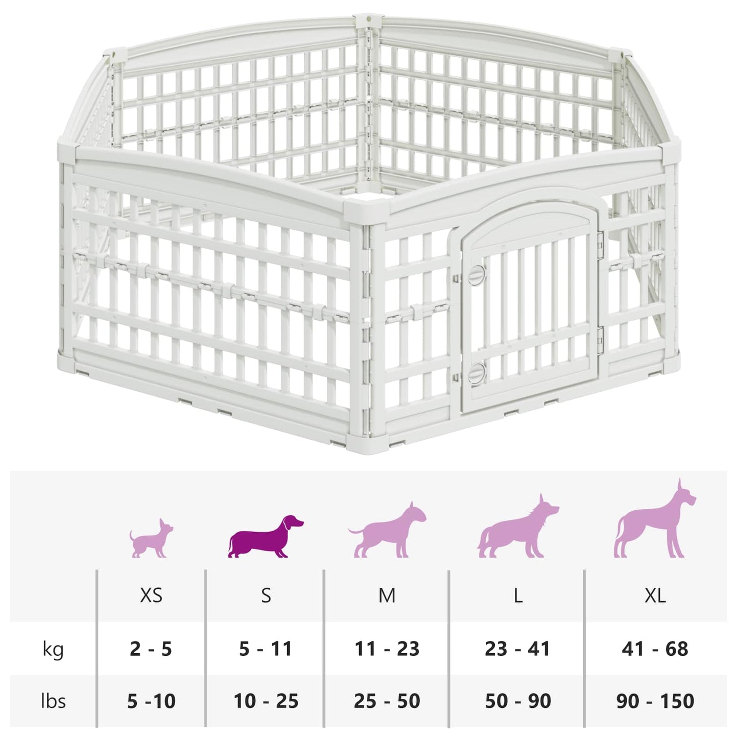 6 Panelers hundelegeplads 177,5 x 154,5 x 58 cm Plastik Hvid