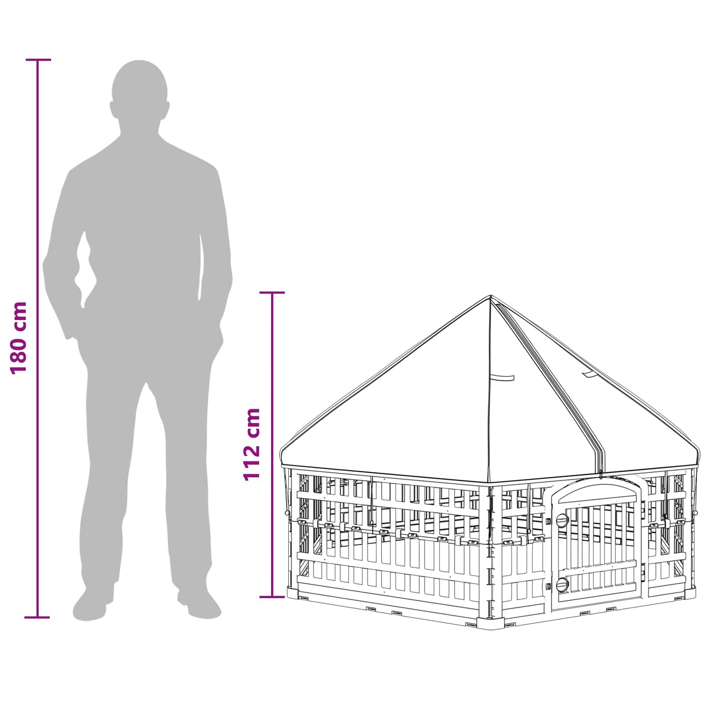 6 Panelers hundelegeplads 177,5 x 154,5 x 112 cm Plastik Hvid