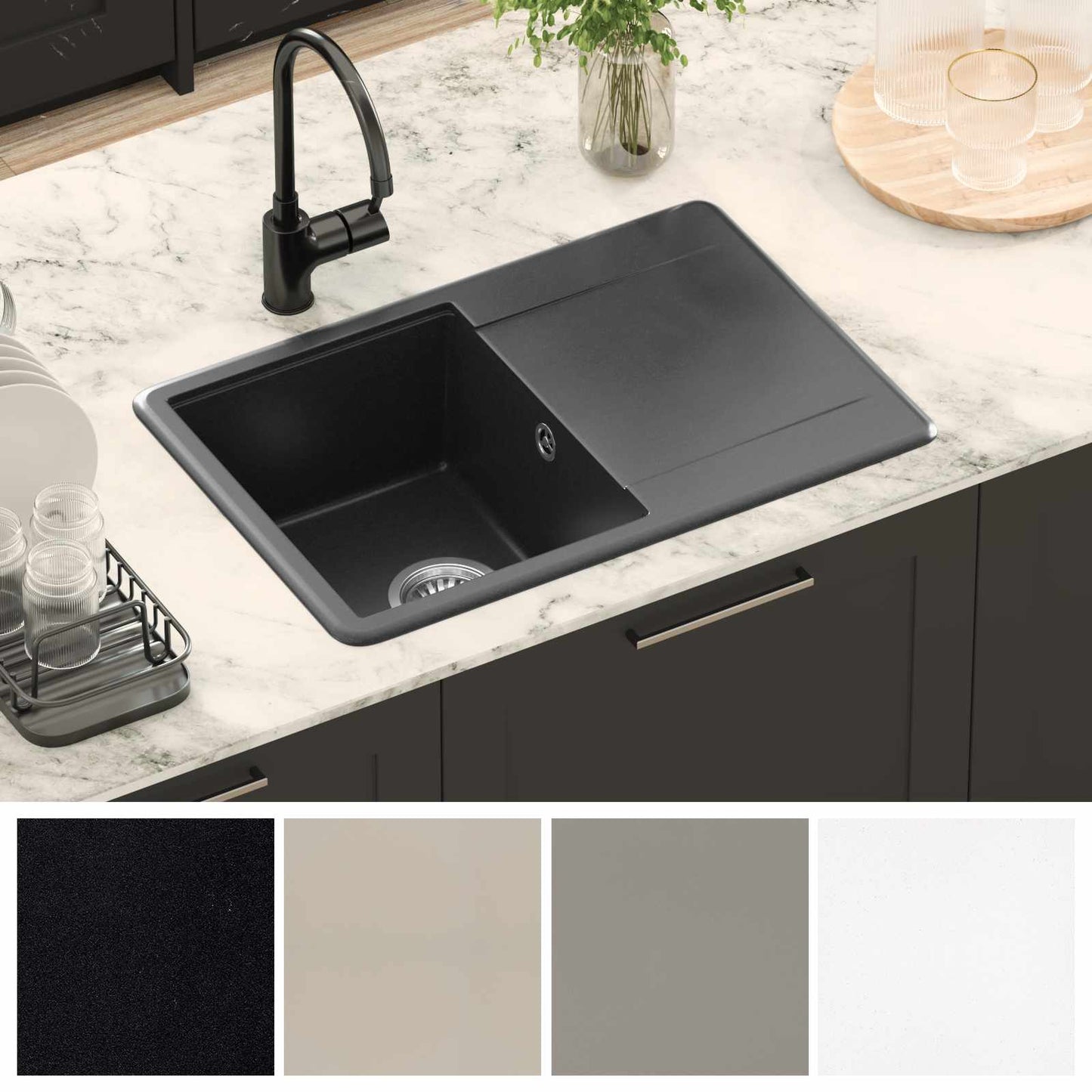 Vask Sort 670 x 460 mm Granit