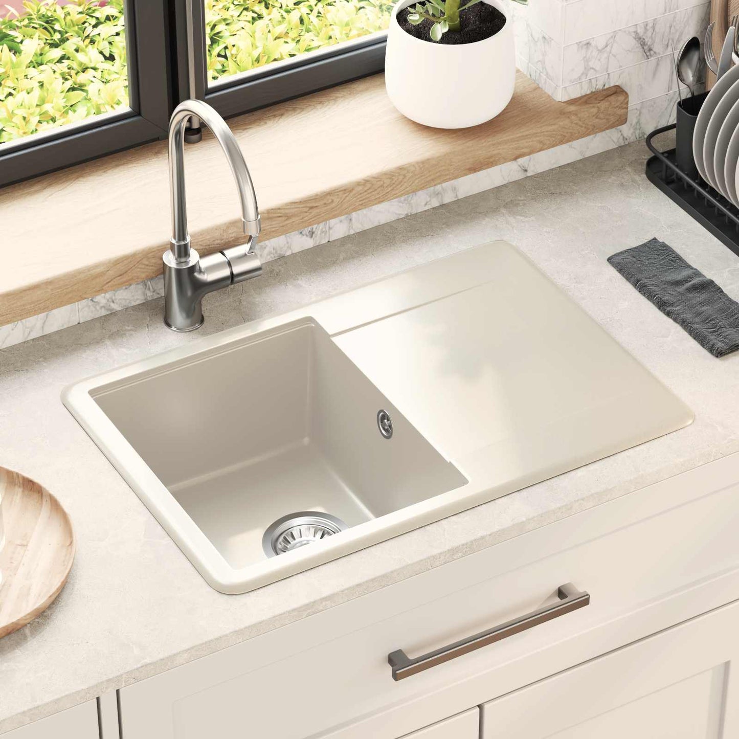 Vask Beige 670 x 460 mm 80% Kvarts og 20% Resin