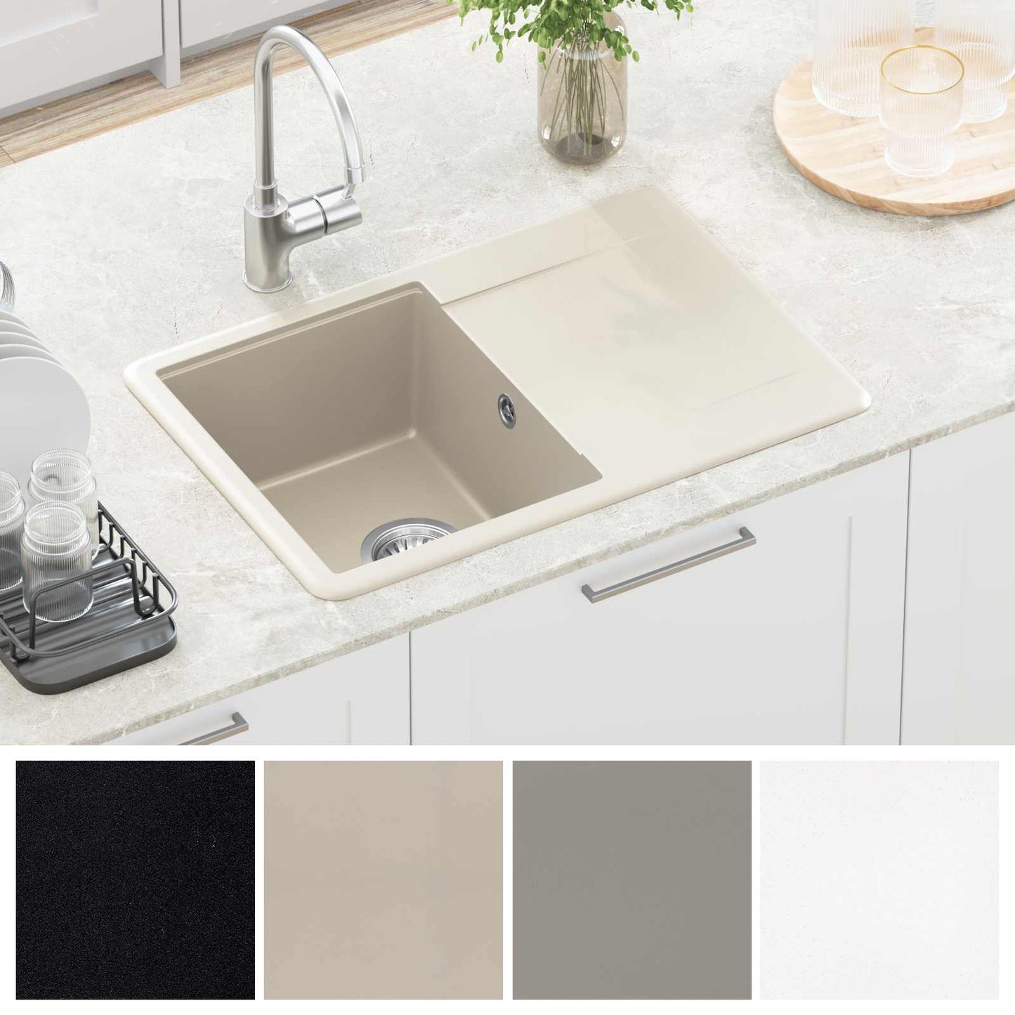 Vask Beige 670 x 460 mm 80% Kvarts og 20% Resin