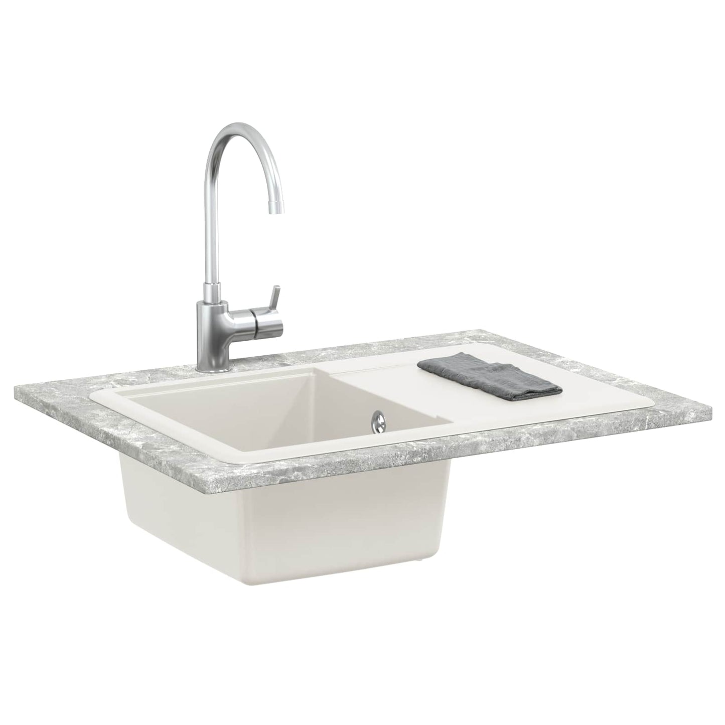 Vask Hvid 670 x 460 mm 80% Kvarts og 20% Resin