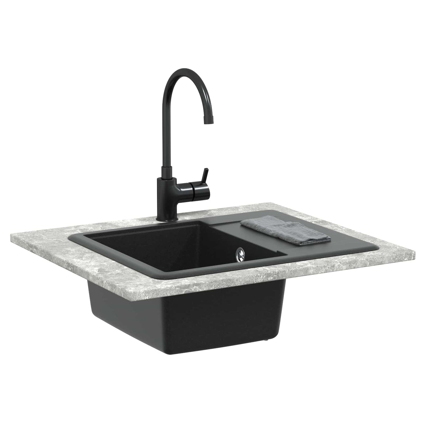 Vask Sort 560 x 460 mm 80% Kvarts og 20% Resin