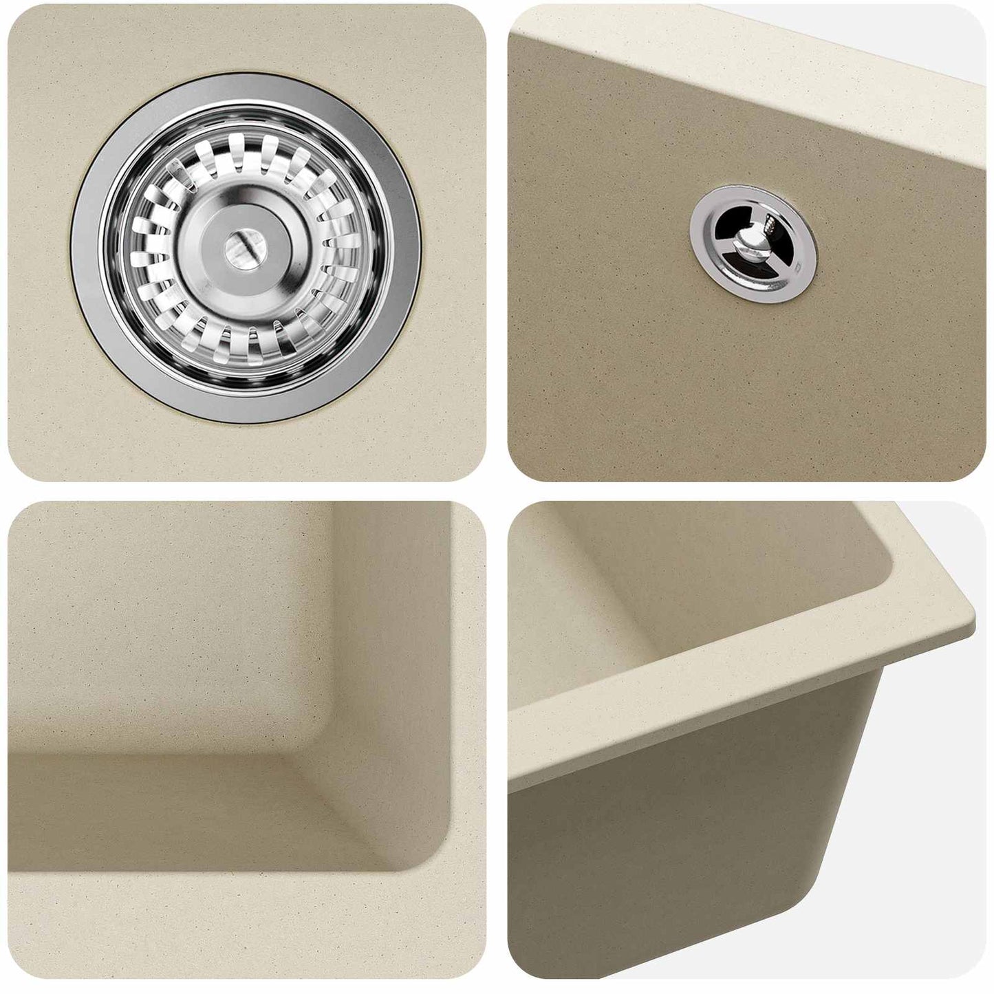Vask Beige 370 x 460 mm 80% Kvarts og 20% Resin