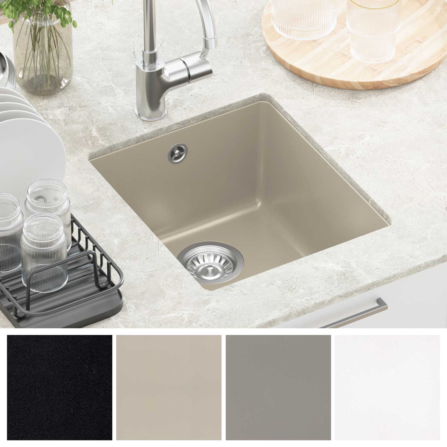 Vask Beige 370 x 460 mm 80% Kvarts og 20% Resin