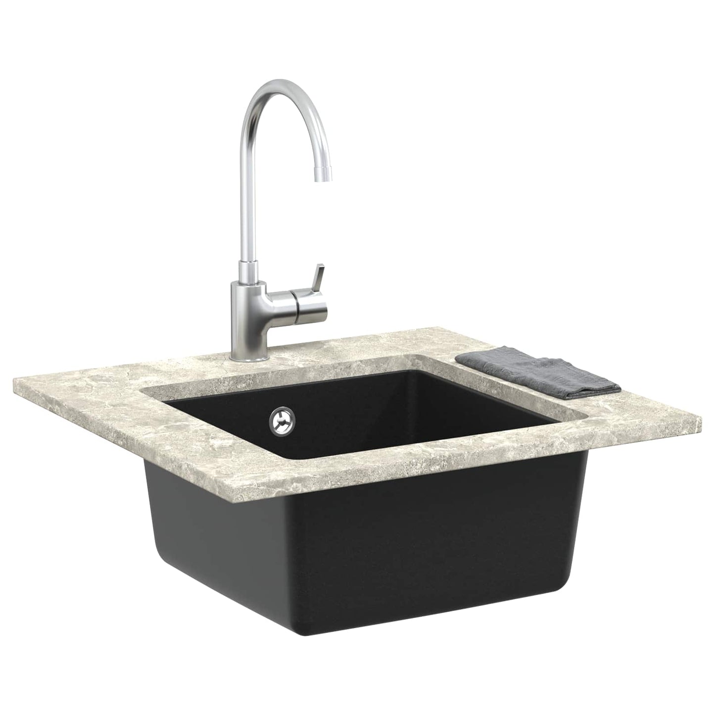 Vask Sort 430 x 460 mm 80% Kvarts og 20% Resin
