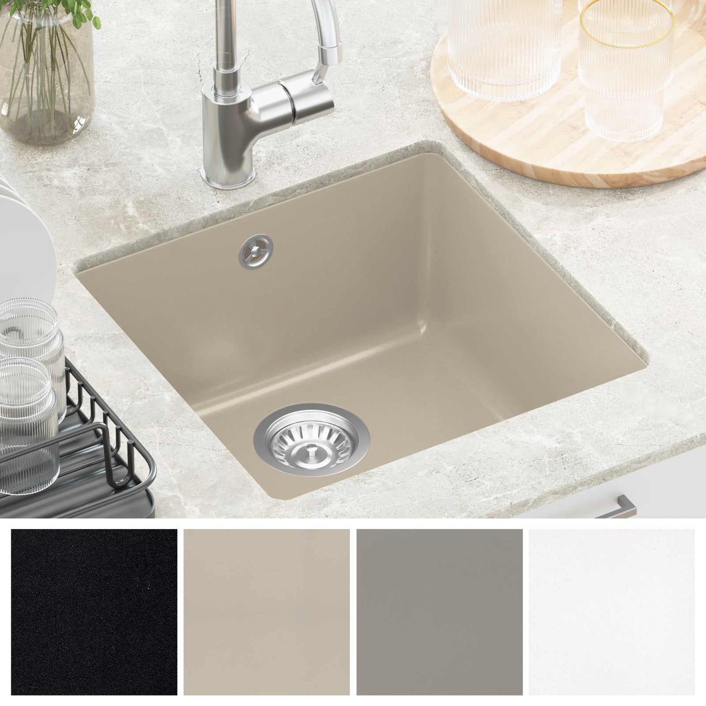 Vask Beige 430 x 460 mm 80% Kvarts og 20% Resin