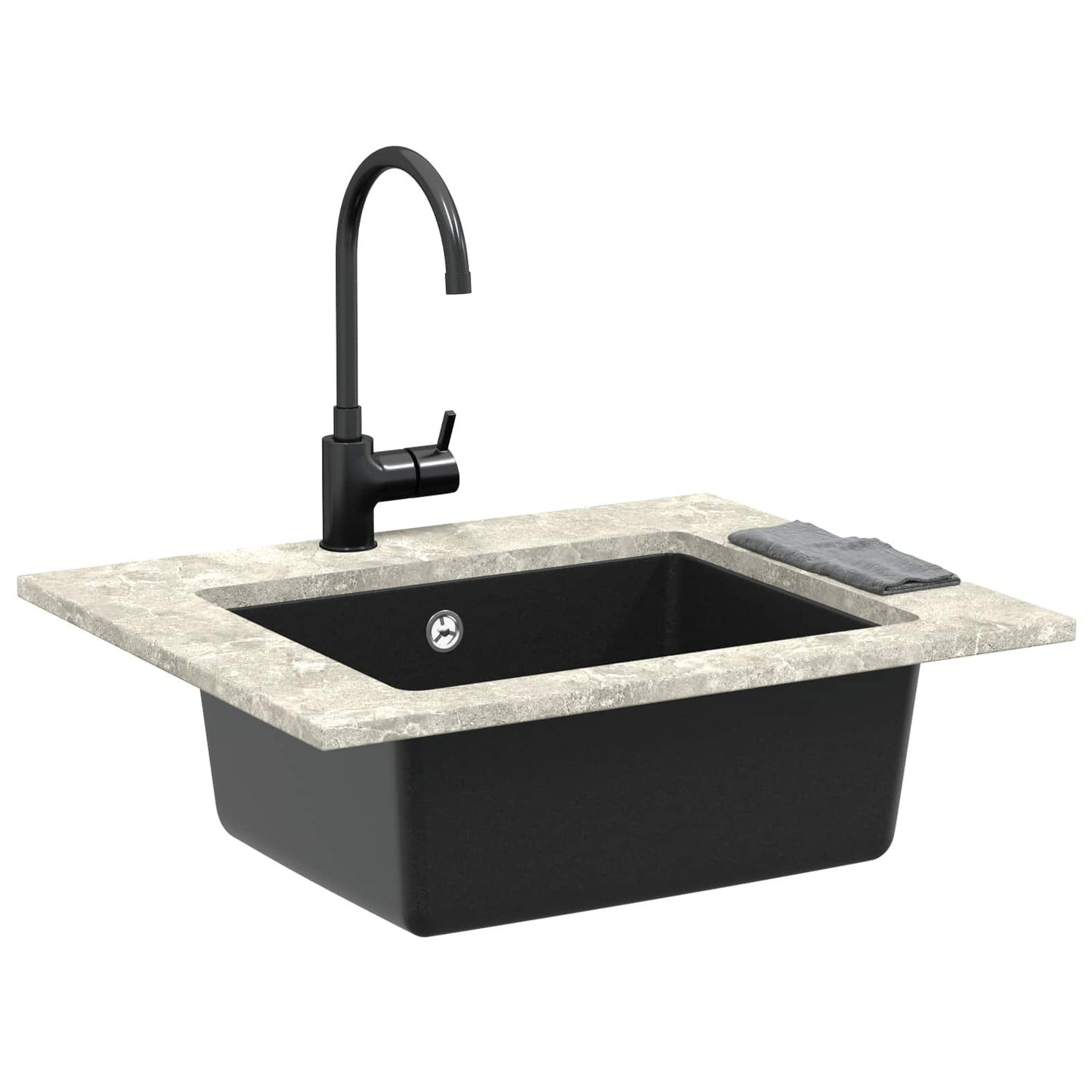 Vask Sort 530 x 460 mm 80% Kvarts og 20% Resin