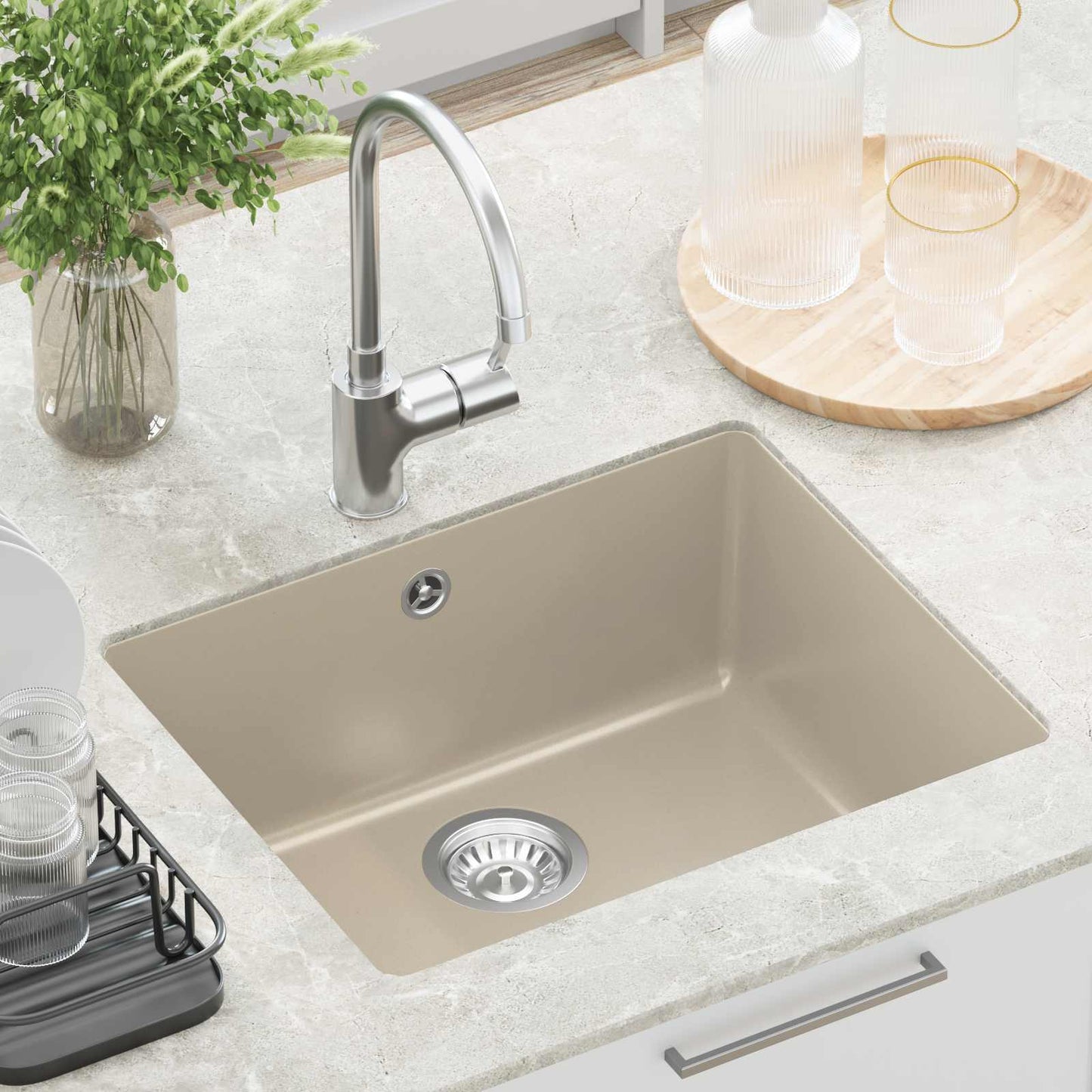 Vask Beige 530 x 460 mm 80% Kvarts og 20% Resin