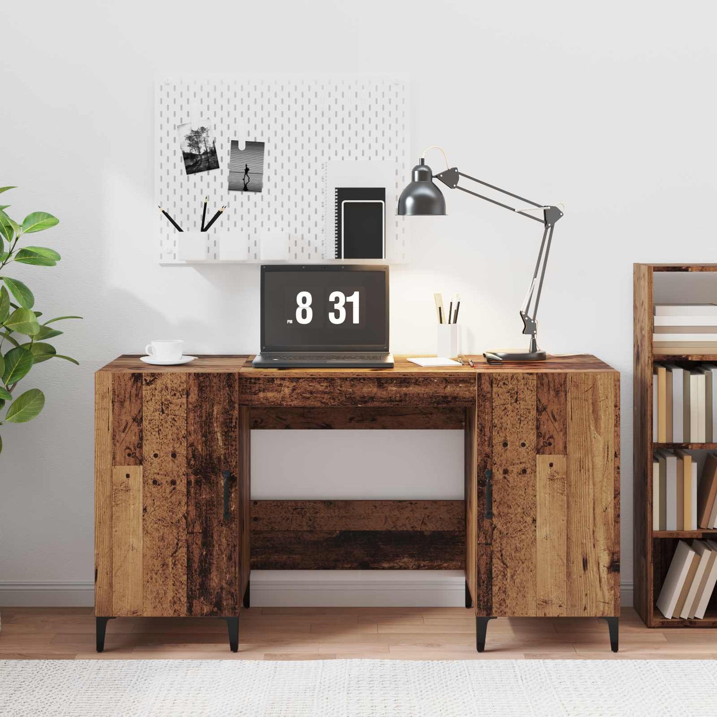 Bord med dør Gammelt træ 140 x 50 x 75 cm Konstrueret træ