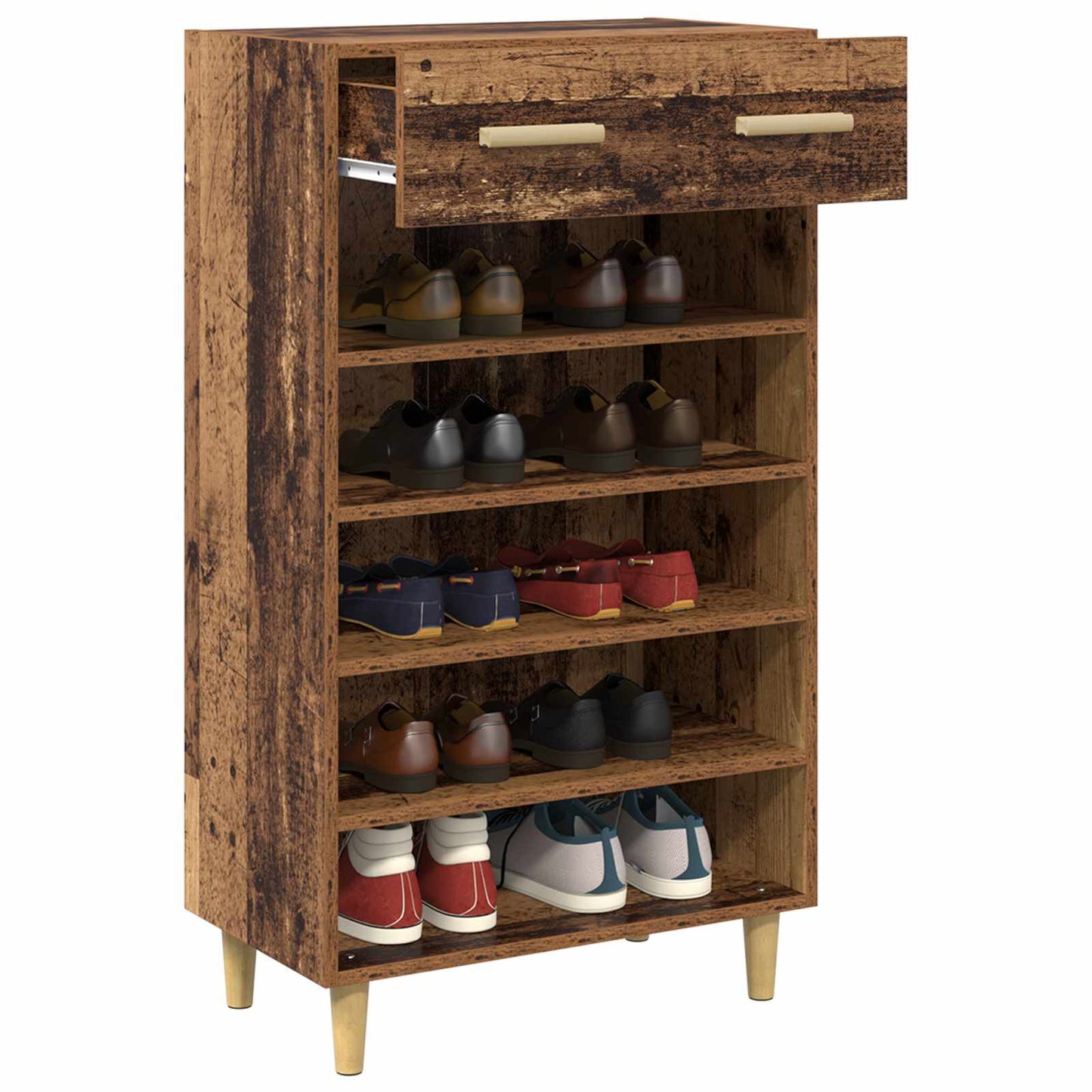 Sko skab med hylde Gammelt træ 60 x 35 x 105 cm Konstrueret træ