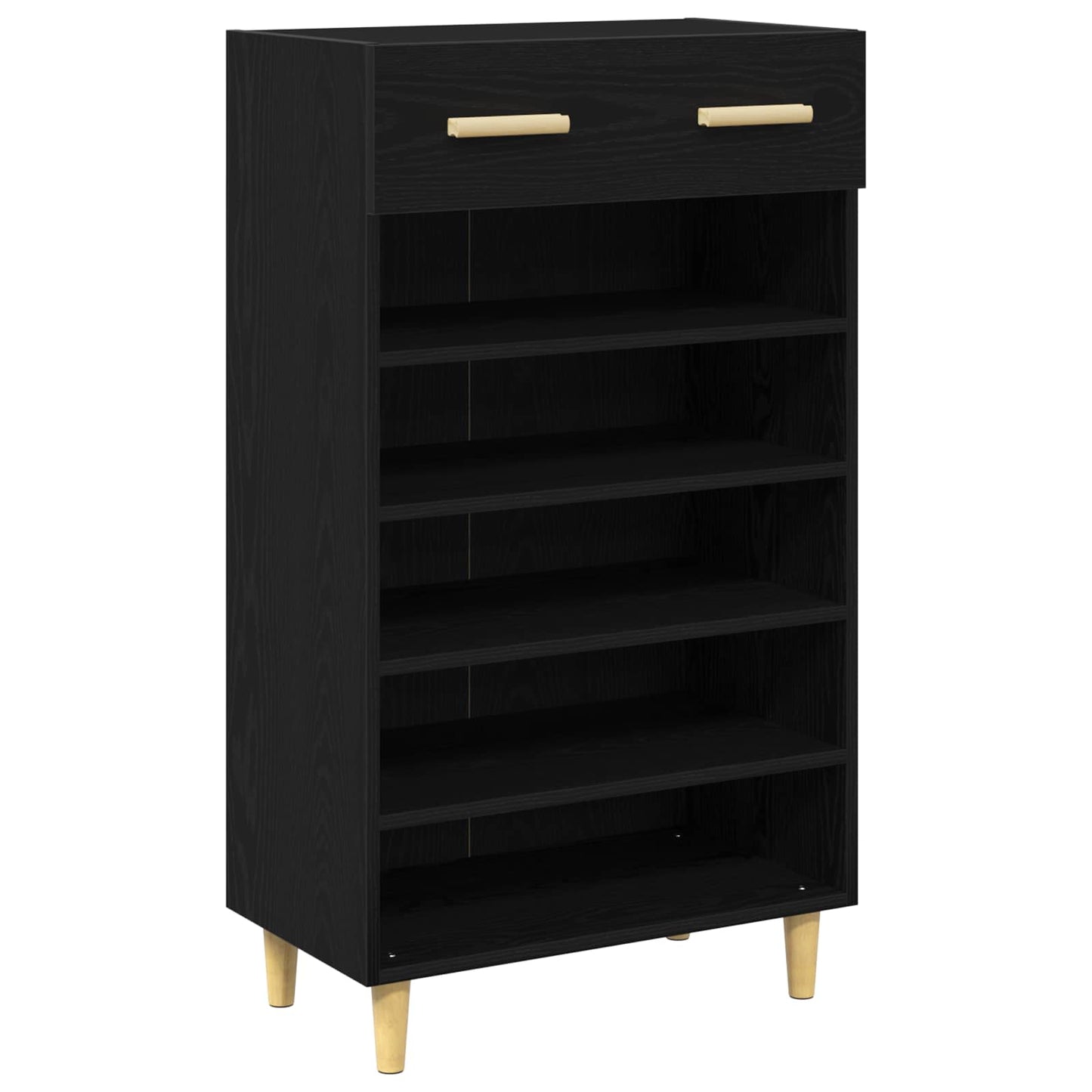 Sko skab med skuffe Sort eg 60 x 35 x 105 cm Konstrueret træ