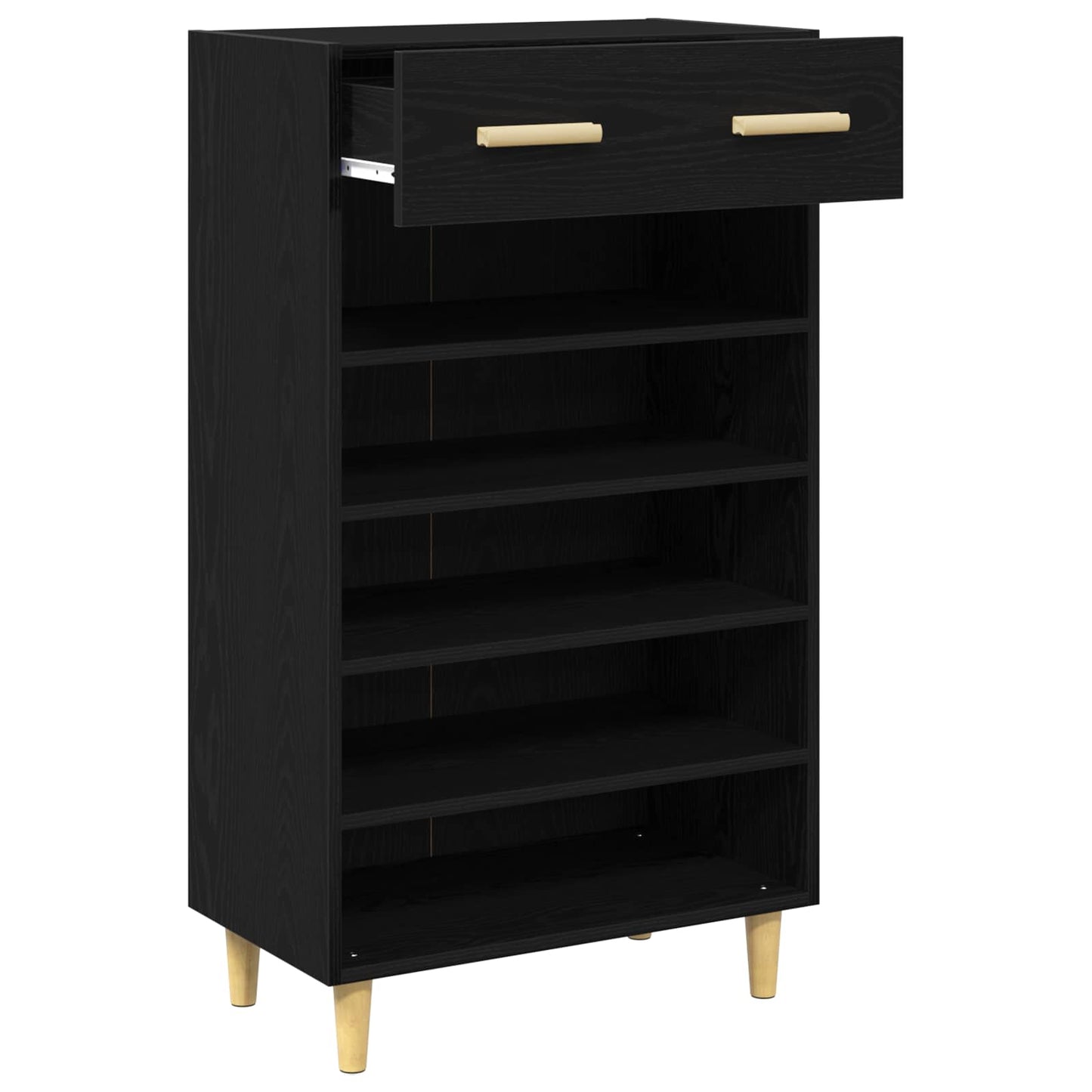 Sko skab med skuffe Sort eg 60 x 35 x 105 cm Konstrueret træ