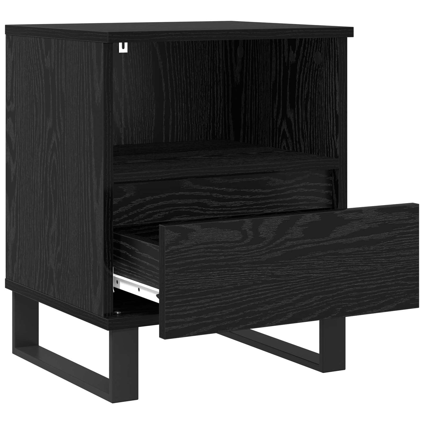 Sengeskab med skuffe Sort eg 40 x 35 x 50 cm Konstrueret træ