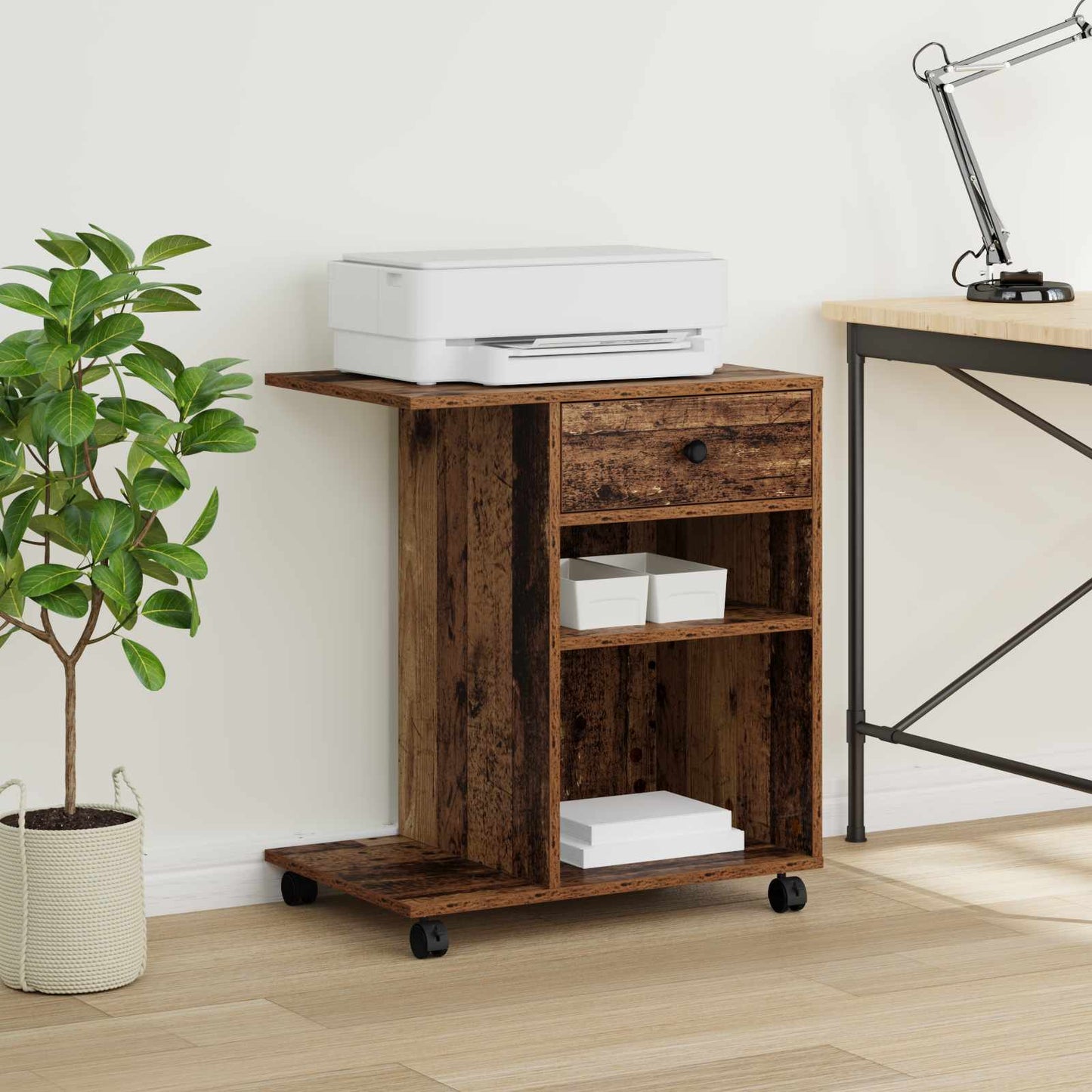 Printerstand Gammelt træ 60 x 40 x 68.5 cm Konstrueret træ