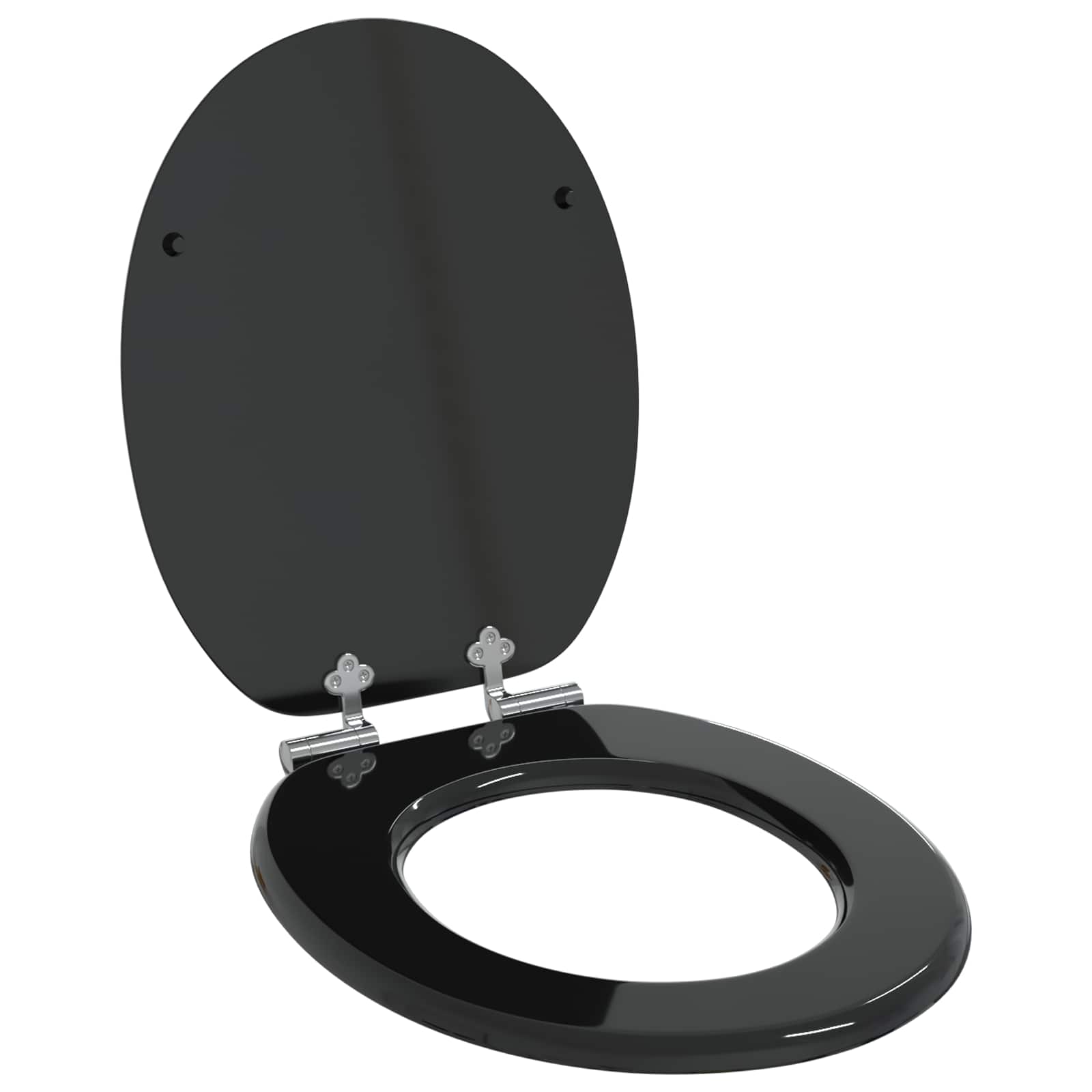 Blødt lukket toiletbræt Sort 44 x 38 cm MDF plade