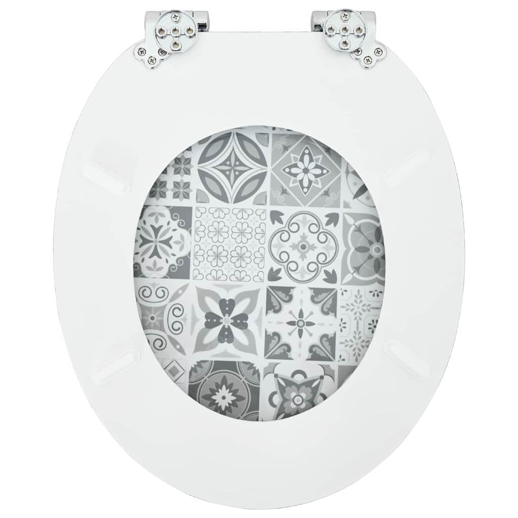 Blødt lukket toiletbræt Blå og Hvid Porcelæn 44 x 38 cm