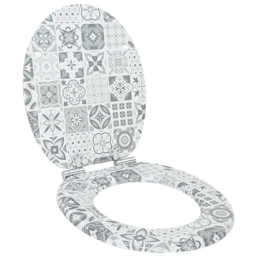 Blødt lukket toiletbræt Blå og Hvid Porcelæn 44 x 38 cm