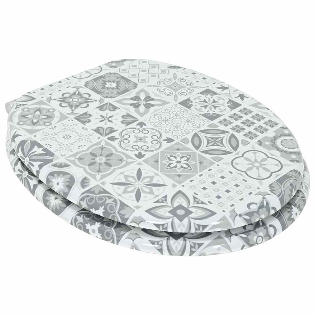Blødt lukket toiletbræt Blå og Hvid Porcelæn 44 x 38 cm