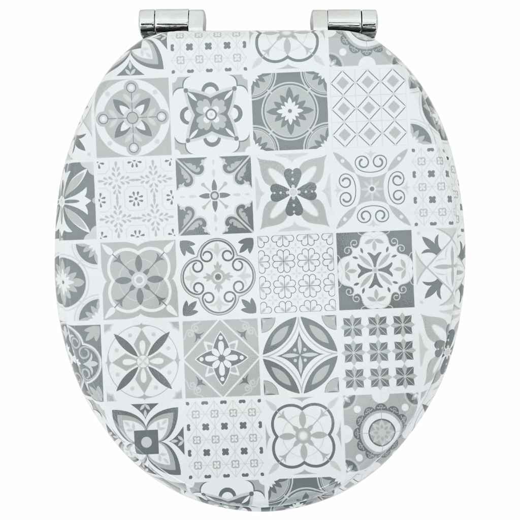 Blødt lukket toiletbræt Blå og Hvid Porcelæn 44 x 38 cm