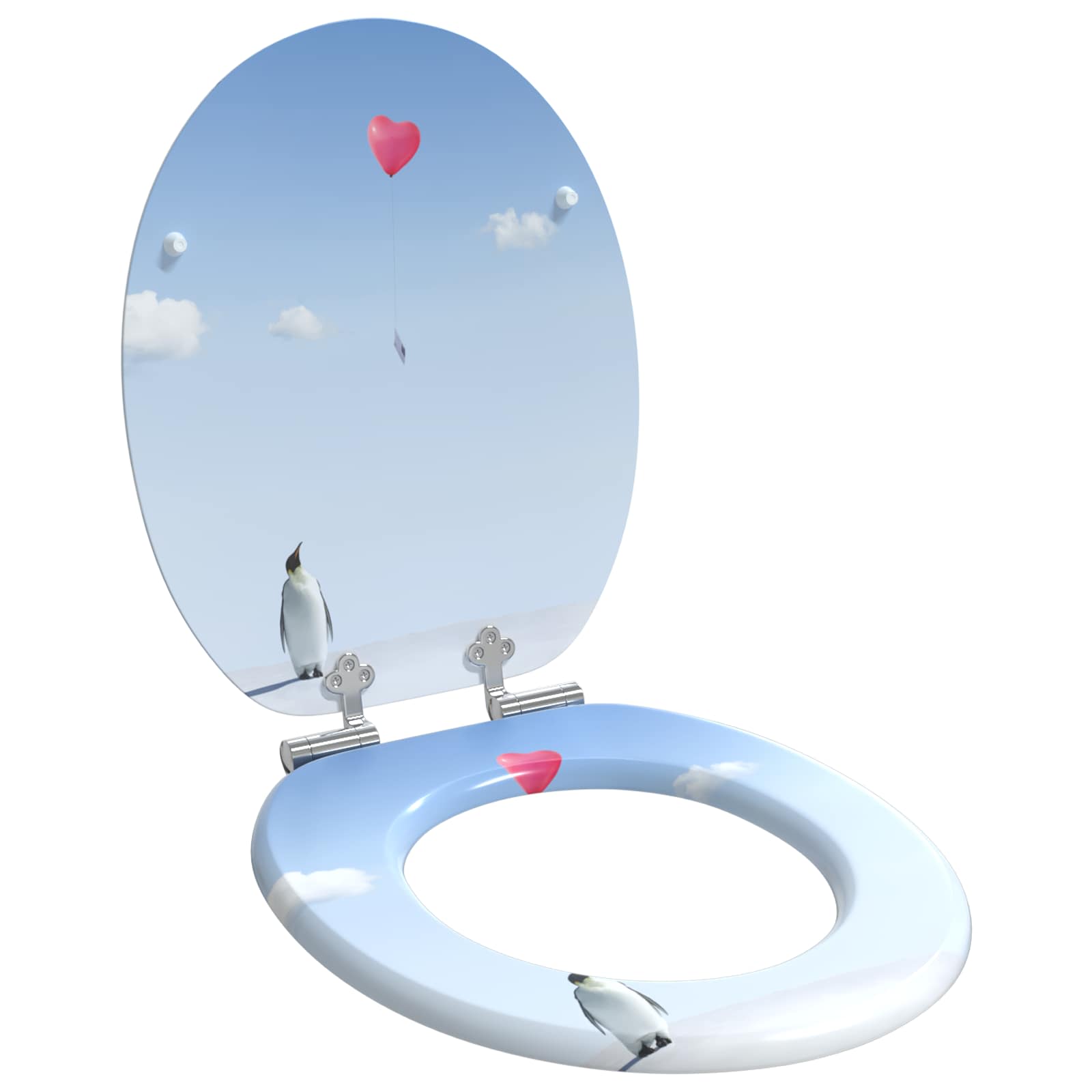 Blødt lukket toiletbræt Blå 44 x 38 cm MDF plade