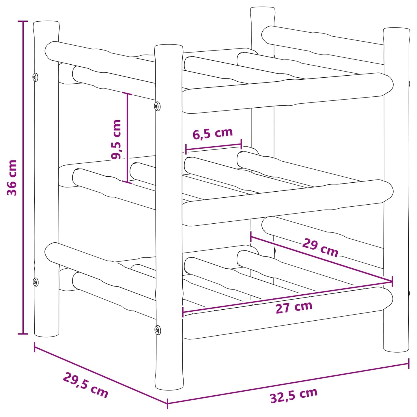 Vinfad Naturfarvet 32,5 x 29,5 x 36 cm Bambus