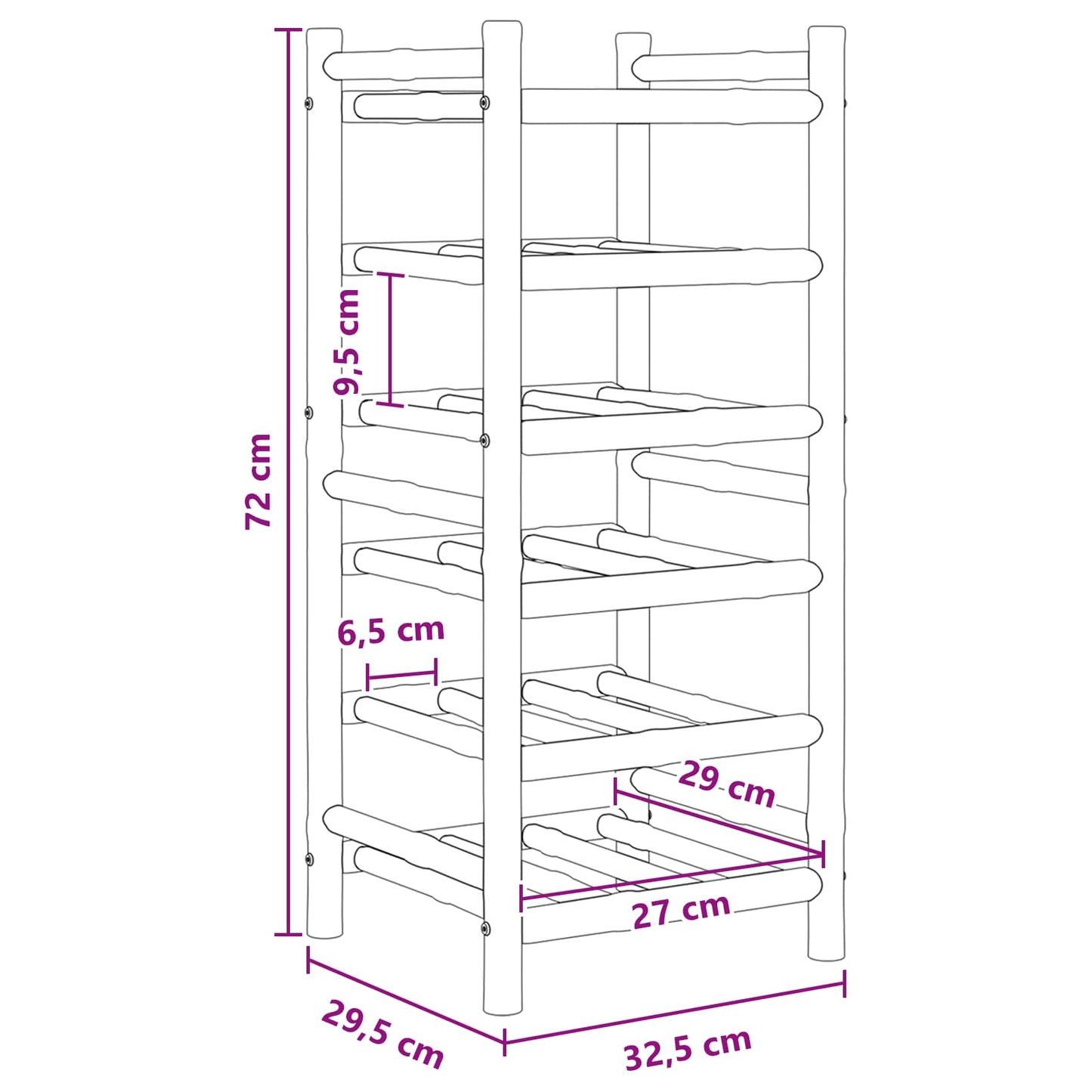 Vinfad Naturfarvet 32,5 x 29,5 x 72 cm Bambus