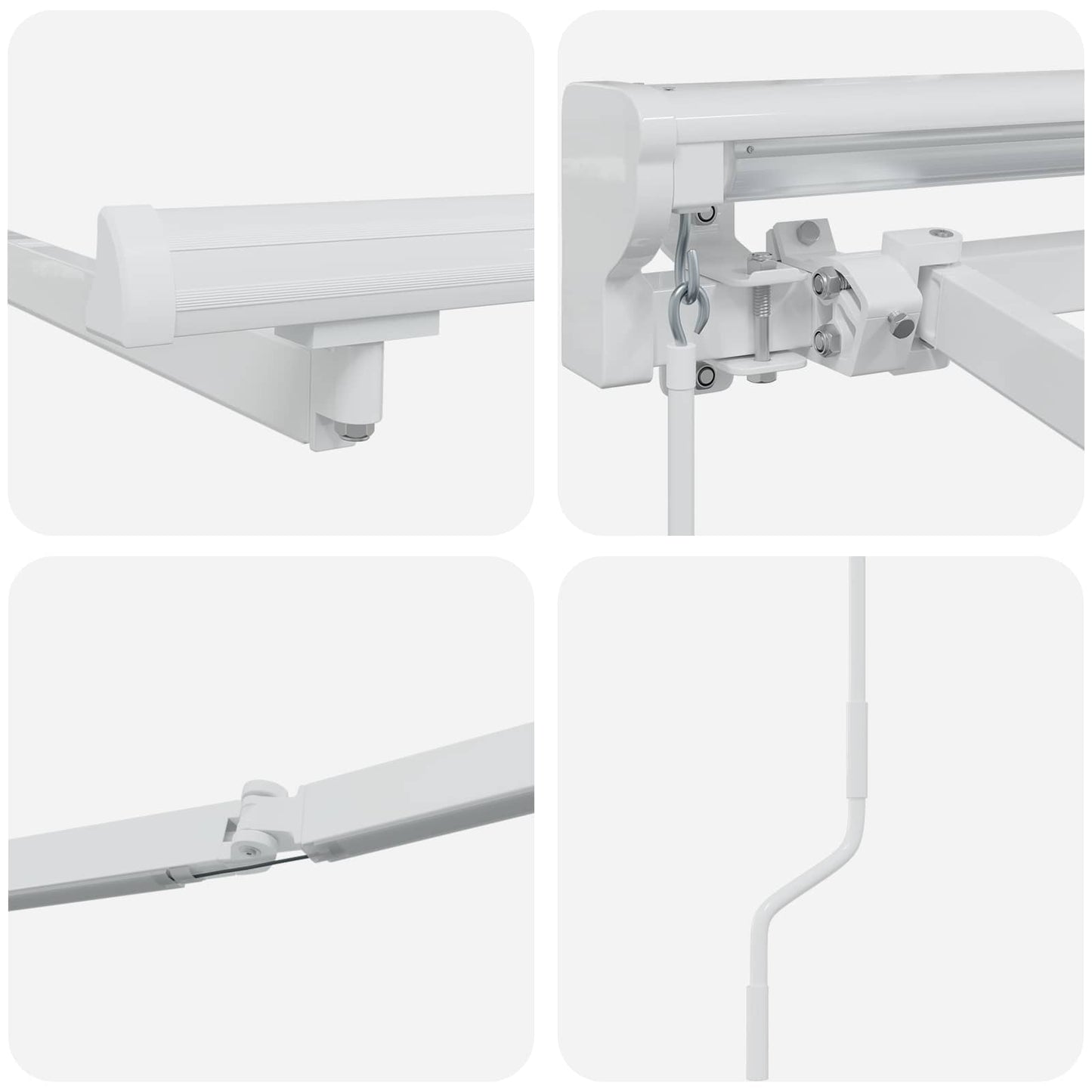 Manuel markise-ramme med LED-lys Hvid 3 x 2 m Aluminium