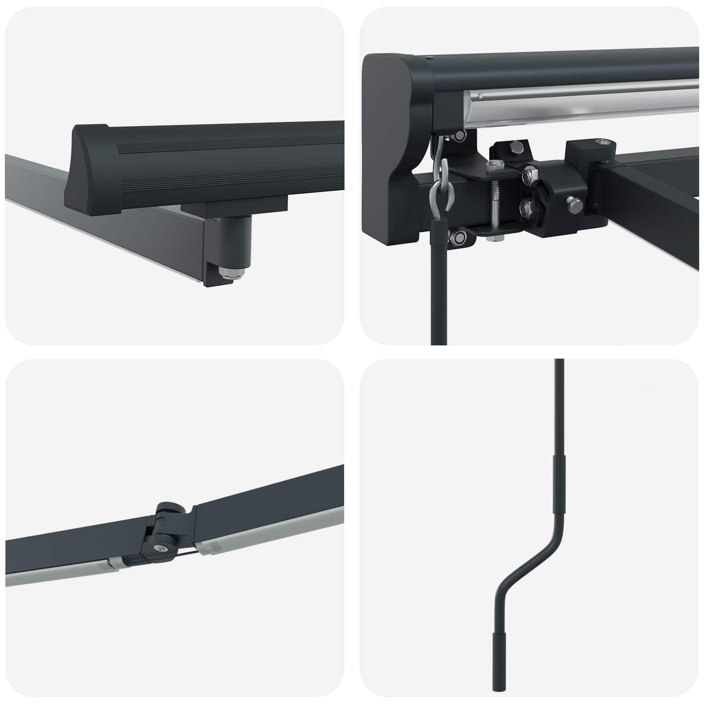 Manuel markise-ramme med LED-lys Antracit 4 × 3 m Aluminium