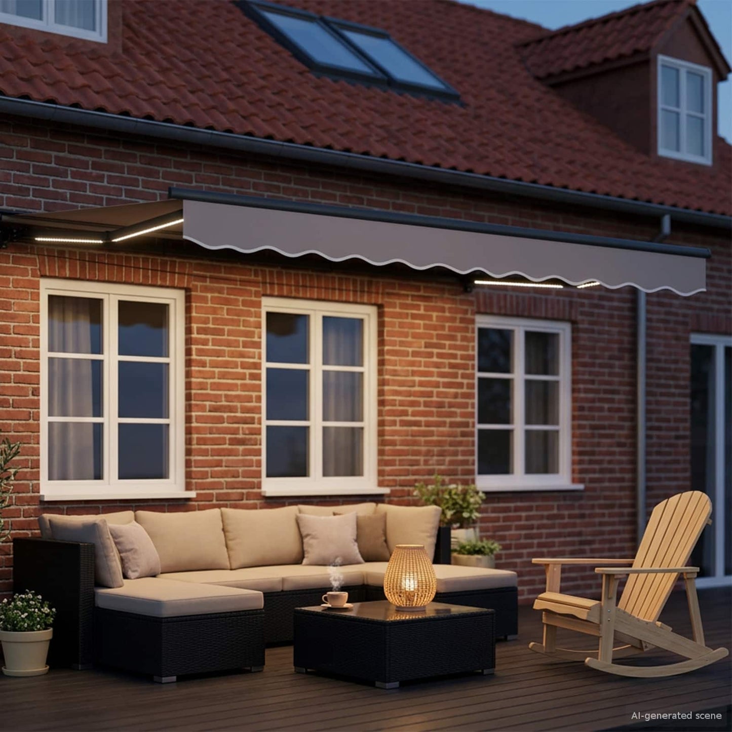 Elektrisk Markisedugramme med LED Antracit 2,5 x 2 m Aluminium