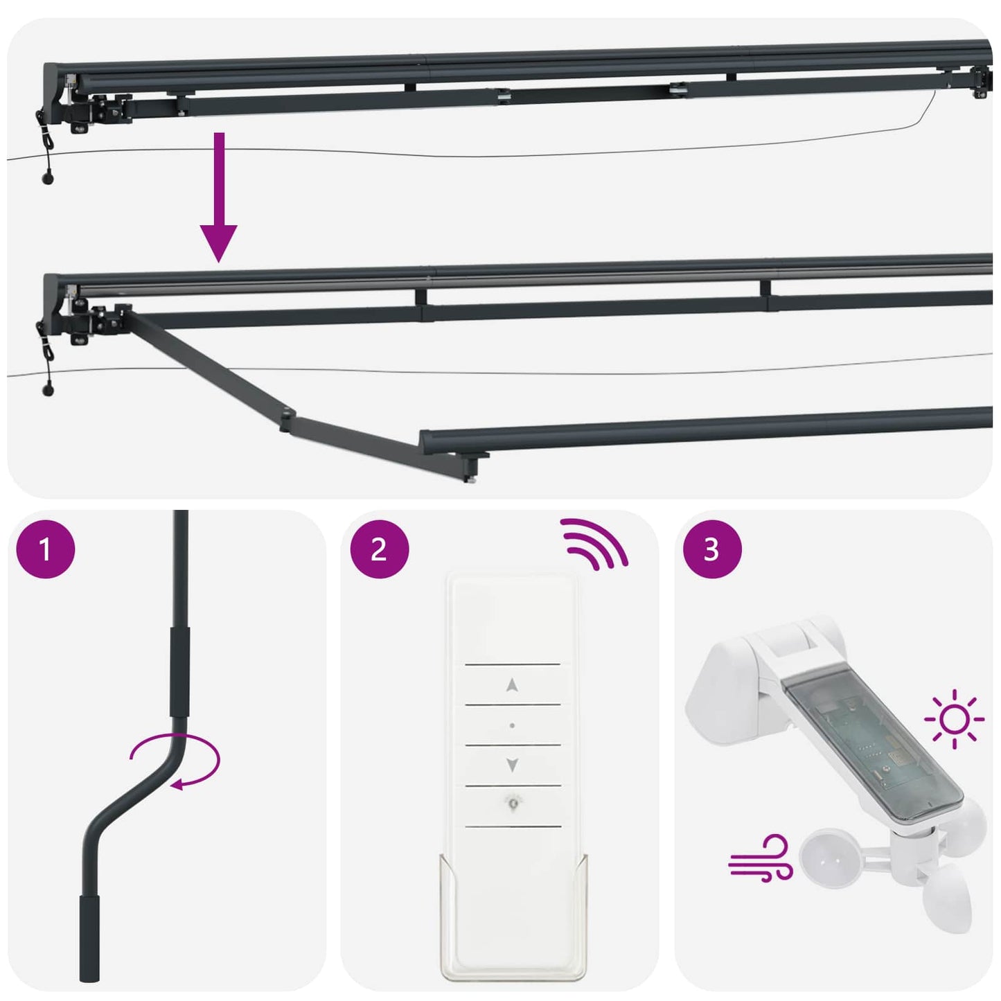 Elektrisk Markisedugramme med LED Antracit 4 × 3 m Aluminium