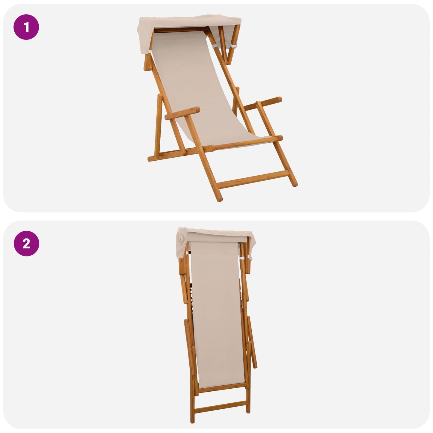 Havestol 3 position Massiv Eucalyptus Træ Beige