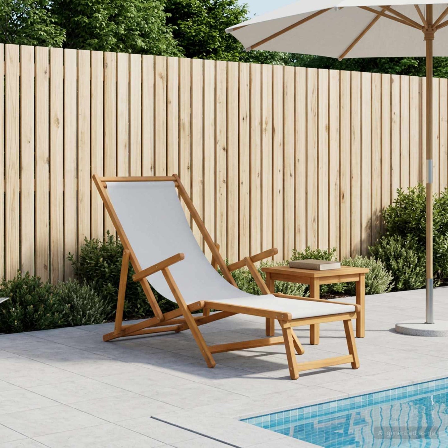 Foldestol 3 position Massiv Eucalyptus Træ Cremefarvet