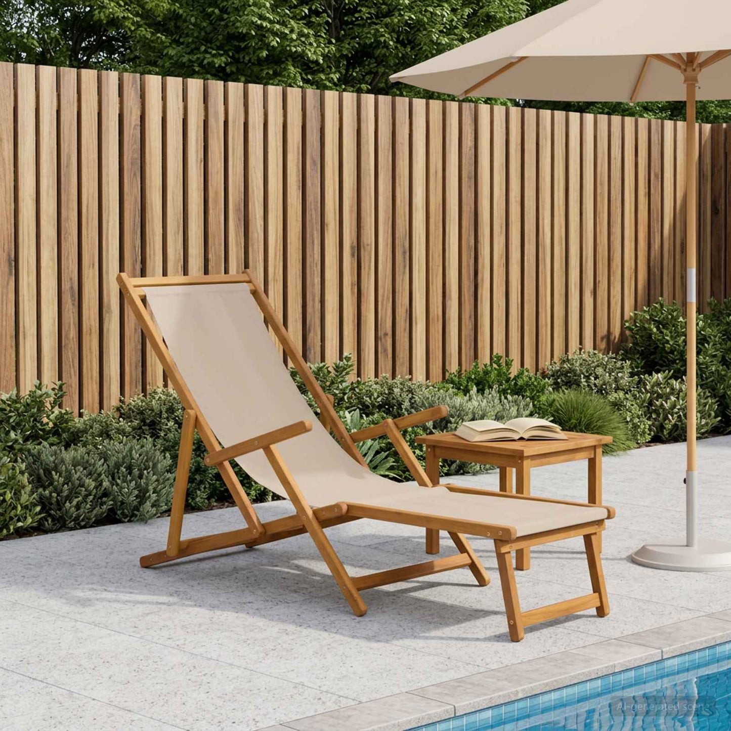 Foldestol Massiv Eucalyptus Træ Beige
