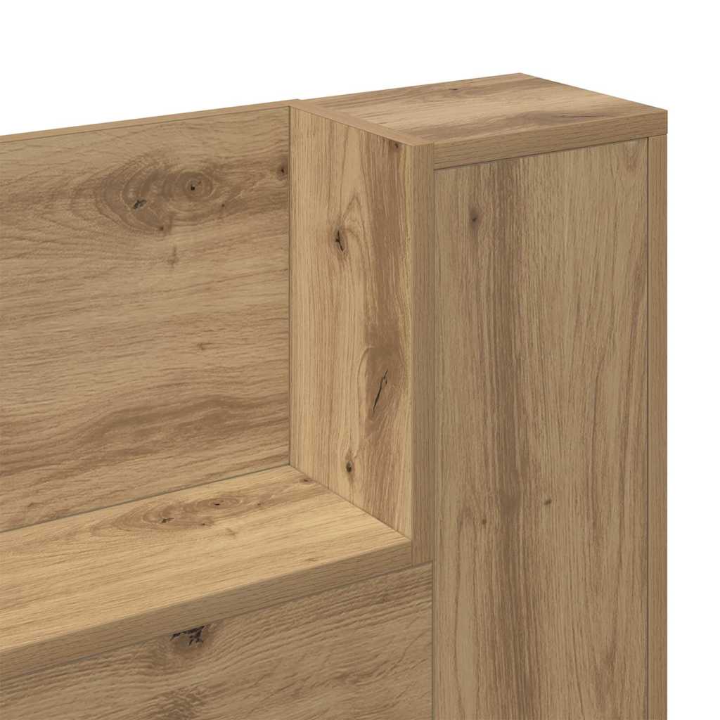 Opbevarings senggavl med LED Artisan-eg Konstrueret træ