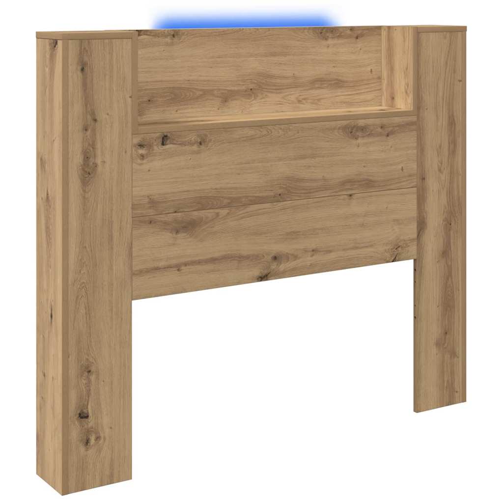Opbevarings senggavl med LED Artisan-eg Konstrueret træ