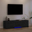 TV-bord med LED Sort Eg 140 x 34 x 40 cm Konstrueret træ