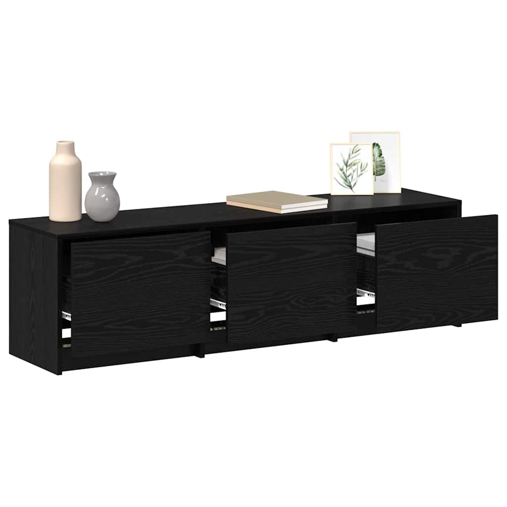TV-bord med LED Sort Eg 140 x 34 x 40 cm Konstrueret træ
