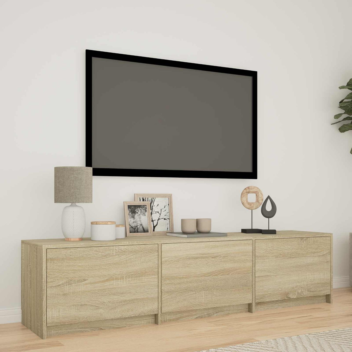 TV-bord med LED 165 x 34 x 40 cm Sonoma eg Konstrueret træ