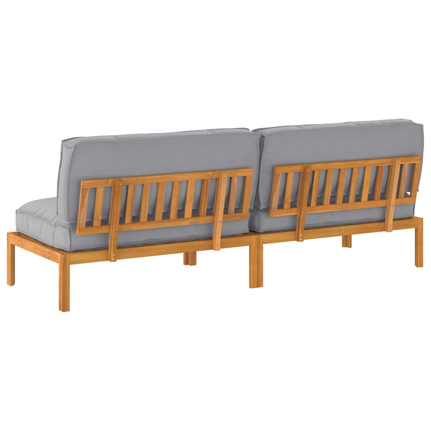 Sofa Sæt 2 stk. Grå Massivt Akacietræ