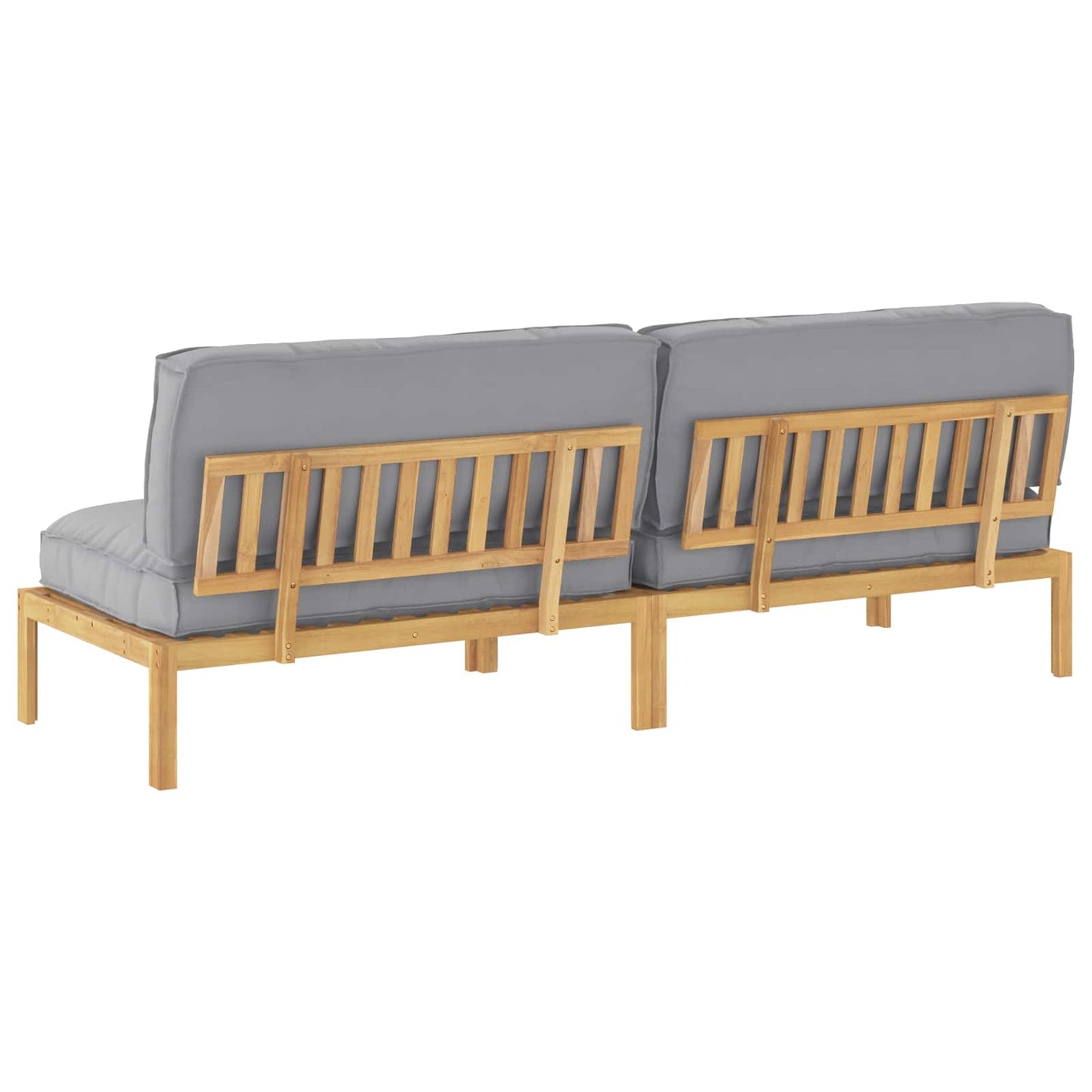Sofa Sæt 2 stk. Grå Massivt Akacietræ