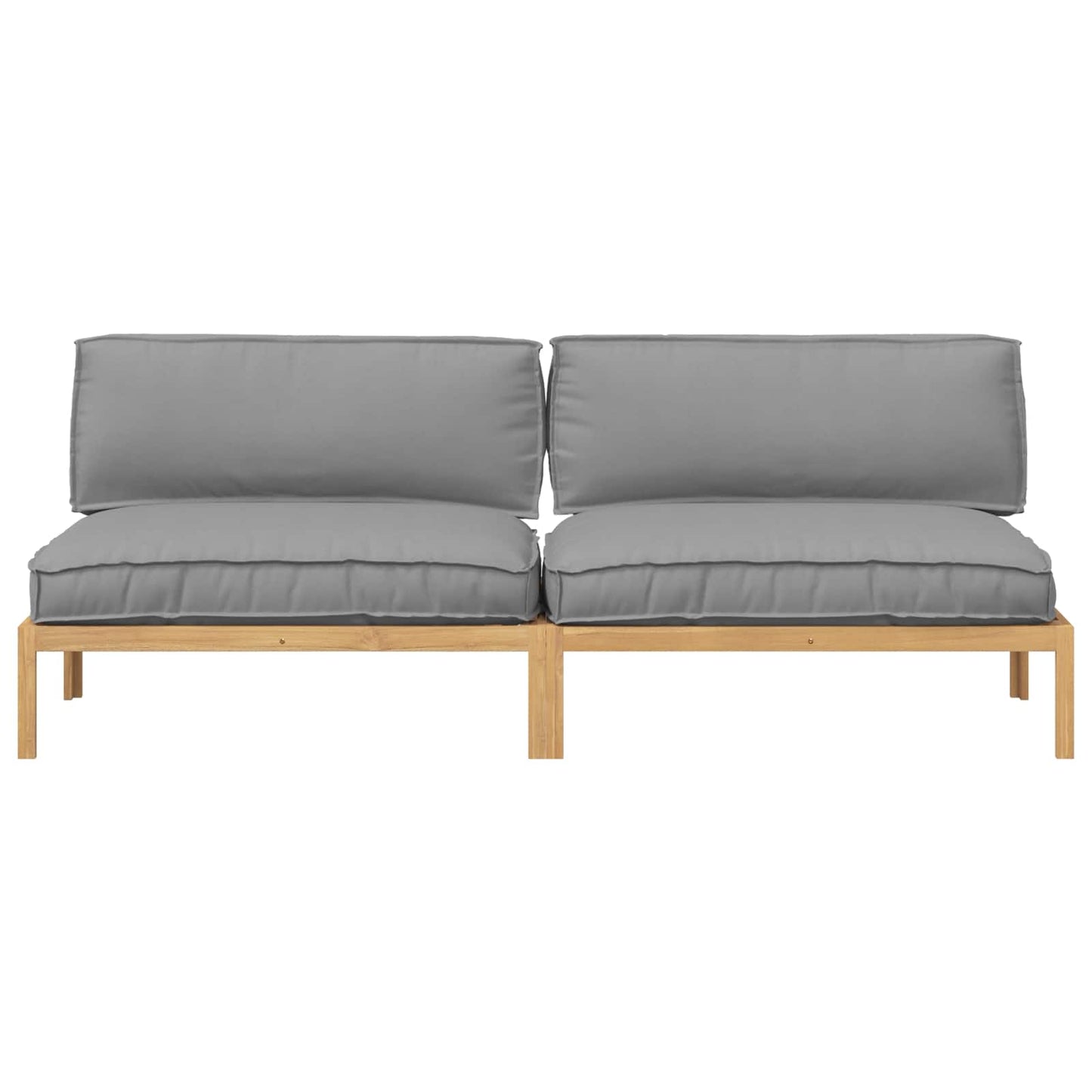 Sofa Sæt 2 stk. Grå Massivt Akacietræ