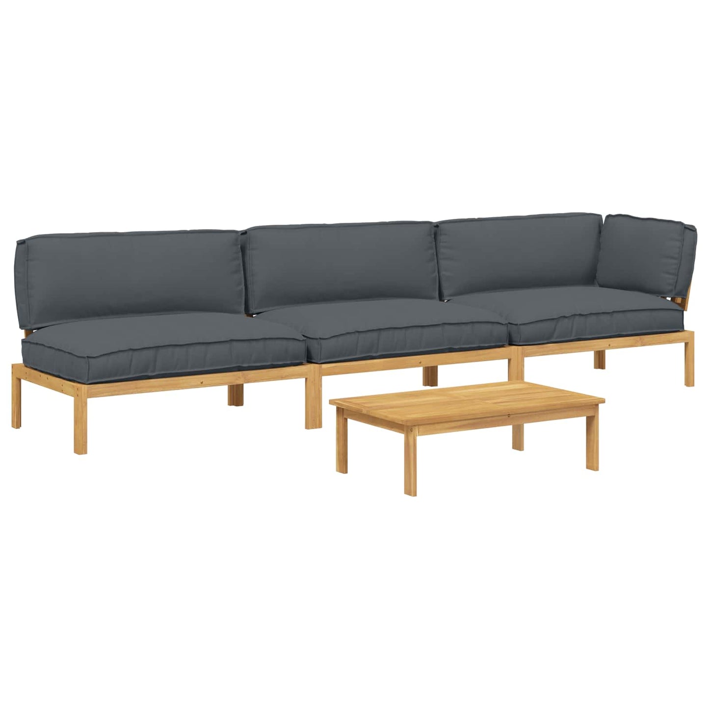 Sofa Sæt 4 stk. Antracit Massivt Akacietræ